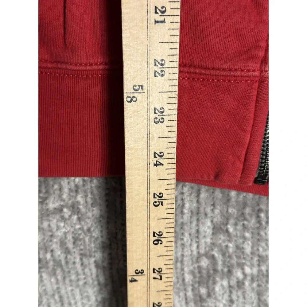 True Religion Hoodie Mens M Gray Red Blue Zip Up Chevron Panel Sweatshirt